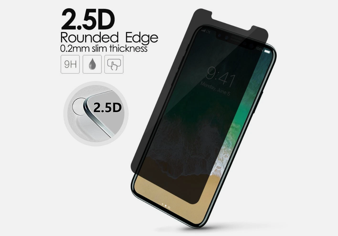 iPhone XS Privacy Tempered Glass Screen Protector – 9H Anti-Spy