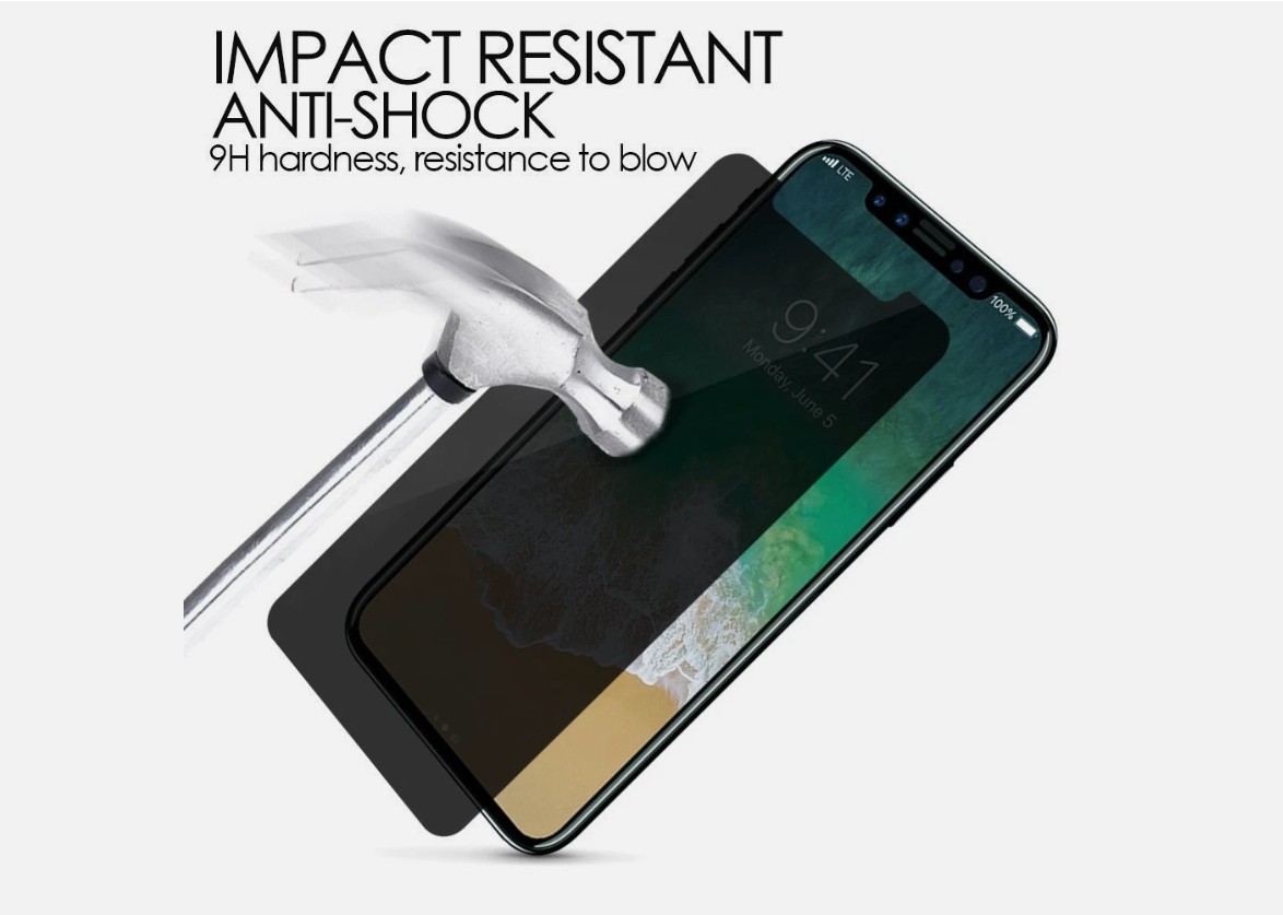 iPhone XS Privacy Tempered Glass Screen Protector – 9H Anti-Spy