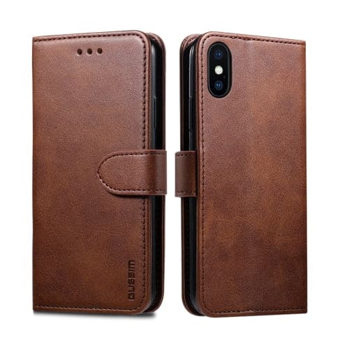 Synthetic Leather Flip Case for iPhone XR (Brown)