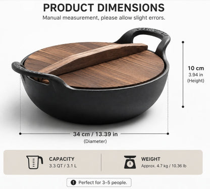 Cast Iron Uncoated Pan Cooking Pot for Family Outdoor Picnic Cookware Camping Pot