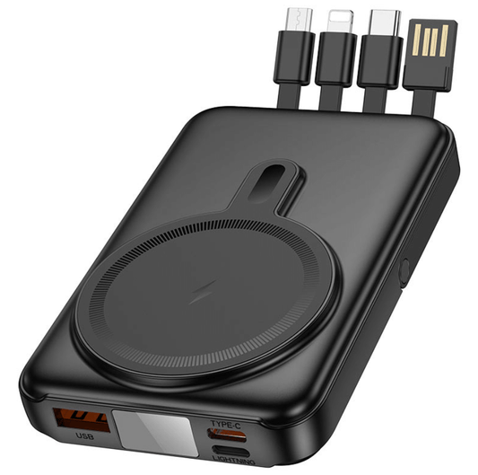 J135 Rico Magnetic Wireless Power Bank 10000mAh with Built-In Cables