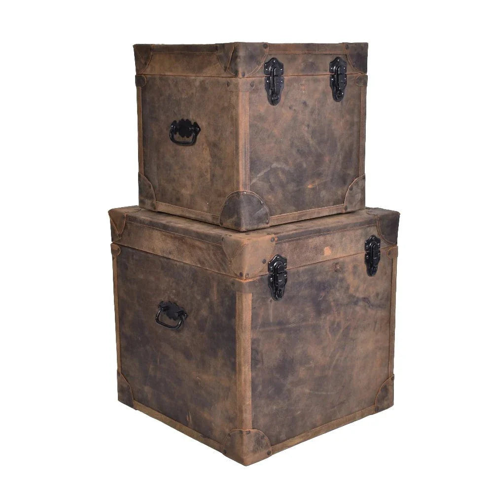 Jaipur Leather Storage Boxes Set at online8 furniture store Auckland