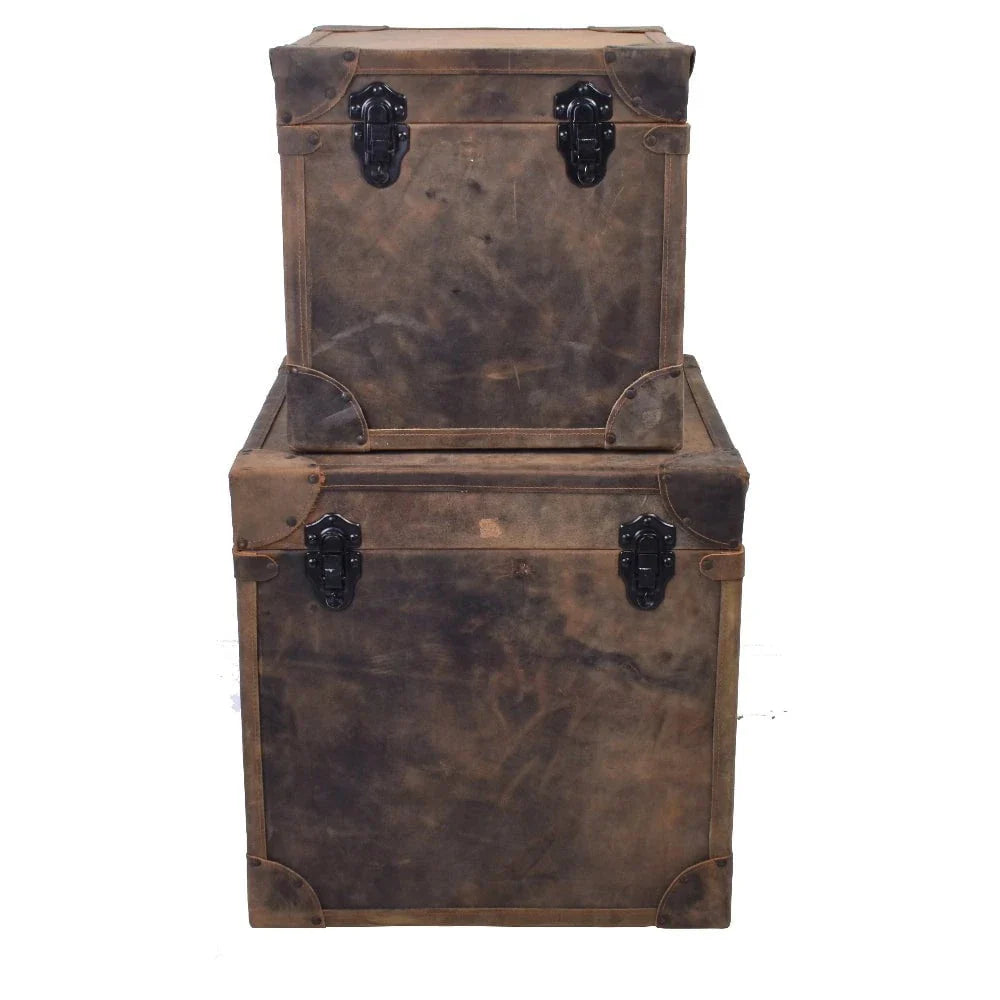 Jaipur Leather Storage Boxes Set at online8 furniture store Auckland