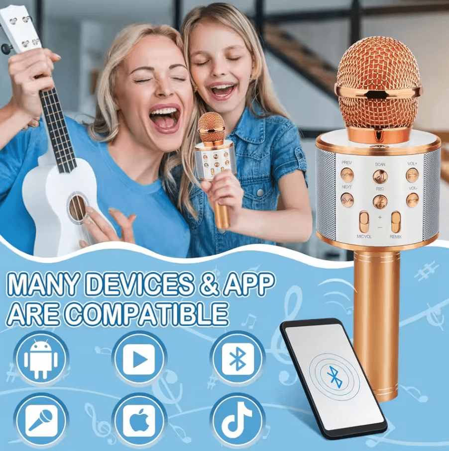 Wireless Bluetooth Karaoke Microphone– 5-in-1 Portable Mic