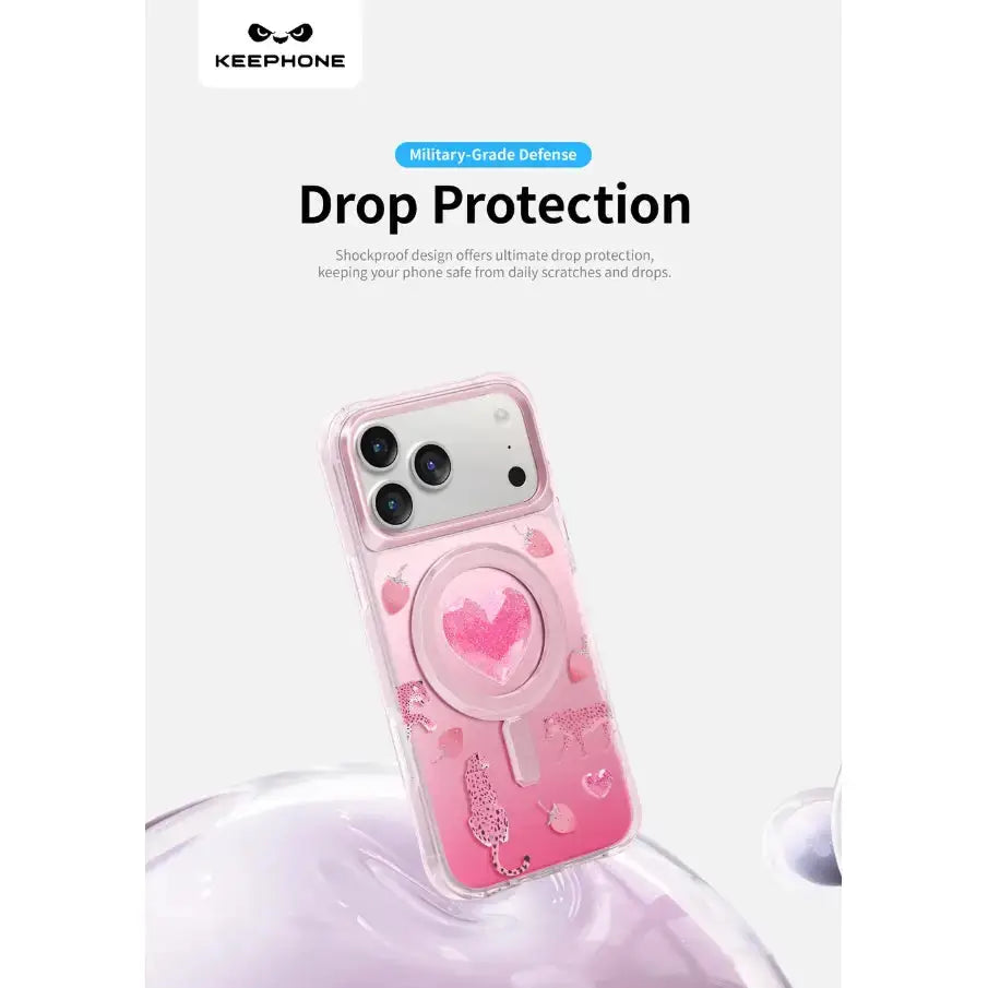 Keephone 3D Heart Glitter Case for iPhone 18 Pro Max | MagSafe Compatible (Peachy)