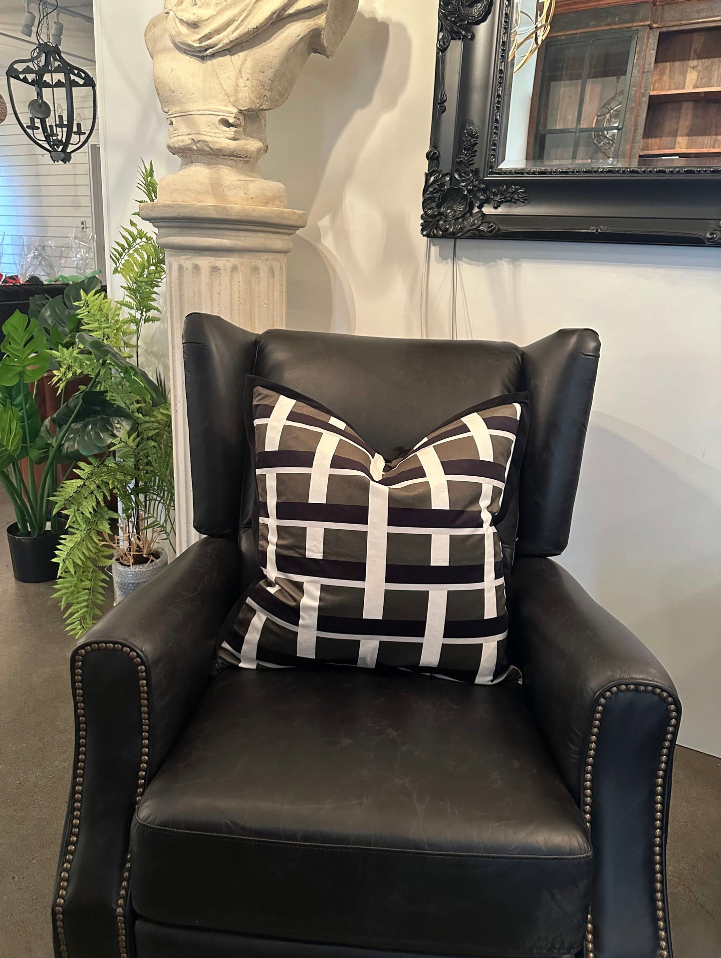 Kennedy Wingback Aged Leather Armchair - Belon Black at online8 furniture store Auckland