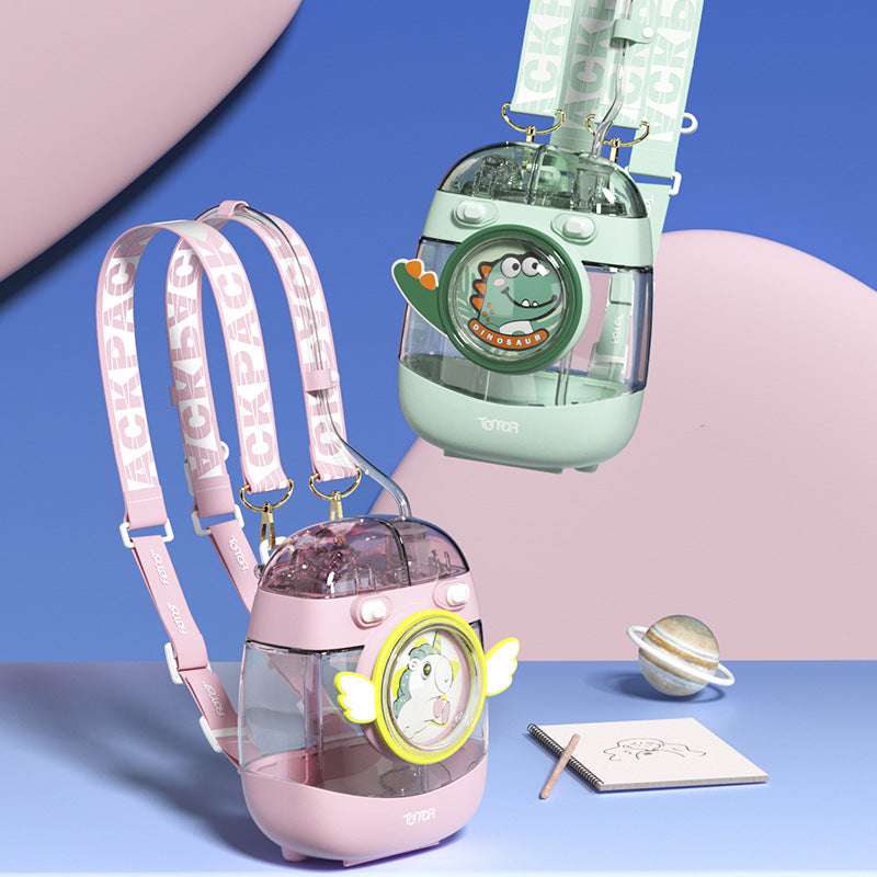 Unicorn & Dinosaur Kids Water Bottle with Dual Lids 1000ml