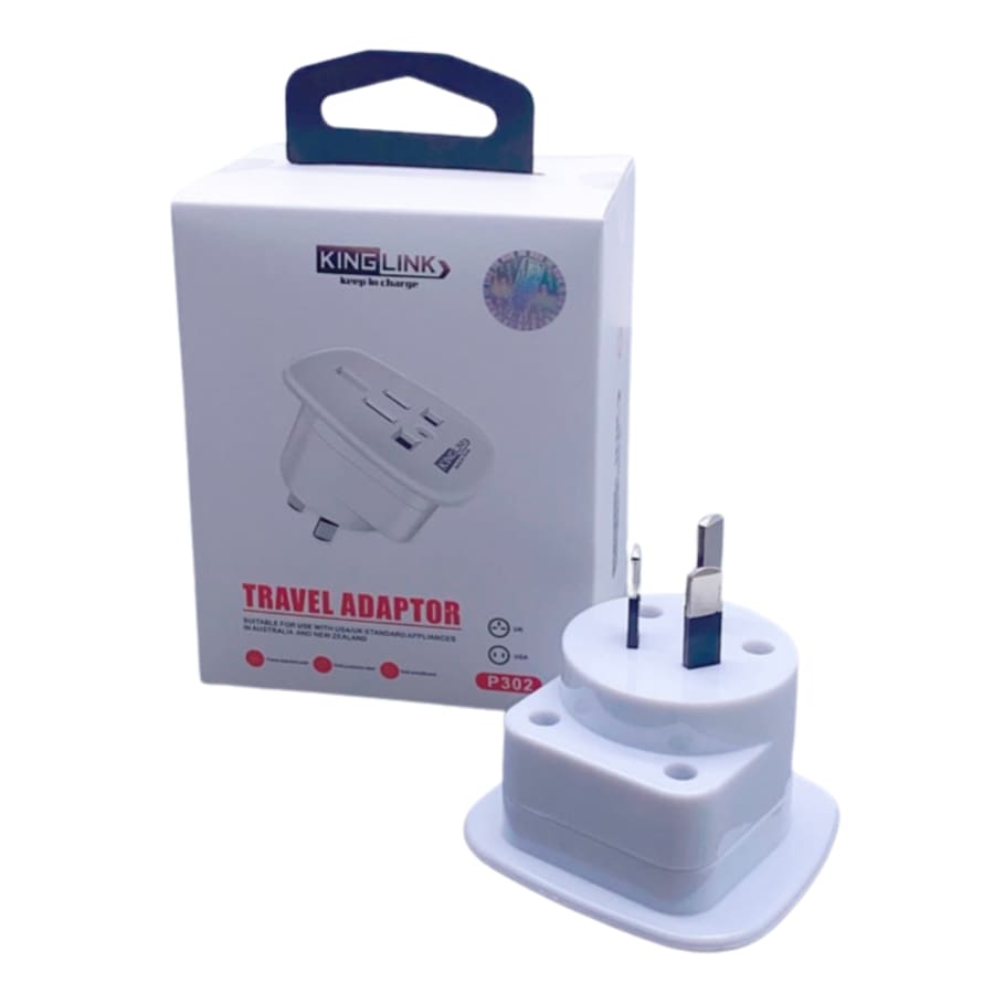 Kinglink Travel Adapter P302 Wall Plug (USA & UK to NZ & AUS)