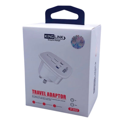 Kinglink Travel Adapter P302 Wall Plug (USA & UK to NZ & AUS)