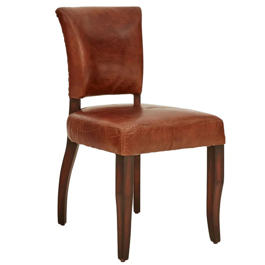Online8 Derringer Vintage Leather Dining Chair - Vintage Cigar Kitchen & Dining Room Chairs