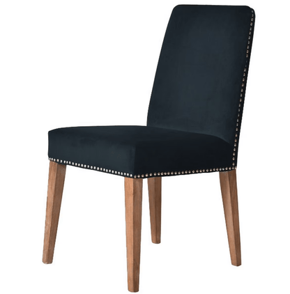 Online8 Pascal Dining Chair - Navy Blue Velvet Kitchen & Dining Room Chairs