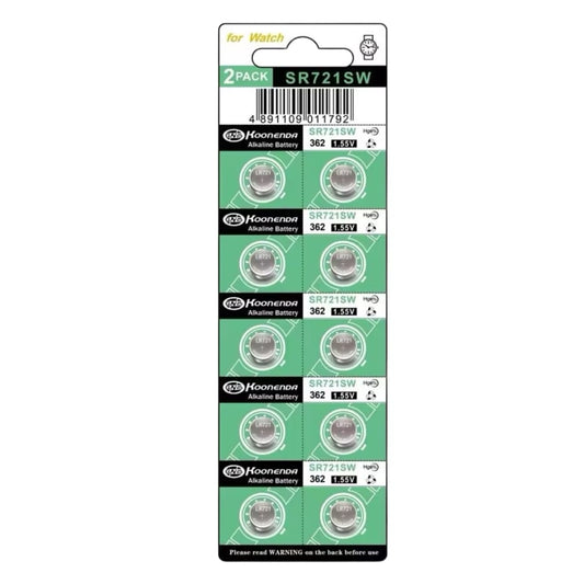 Koonenda 362 / 361 / SR721SW / AG11 Watch Batteries (10 Pack)