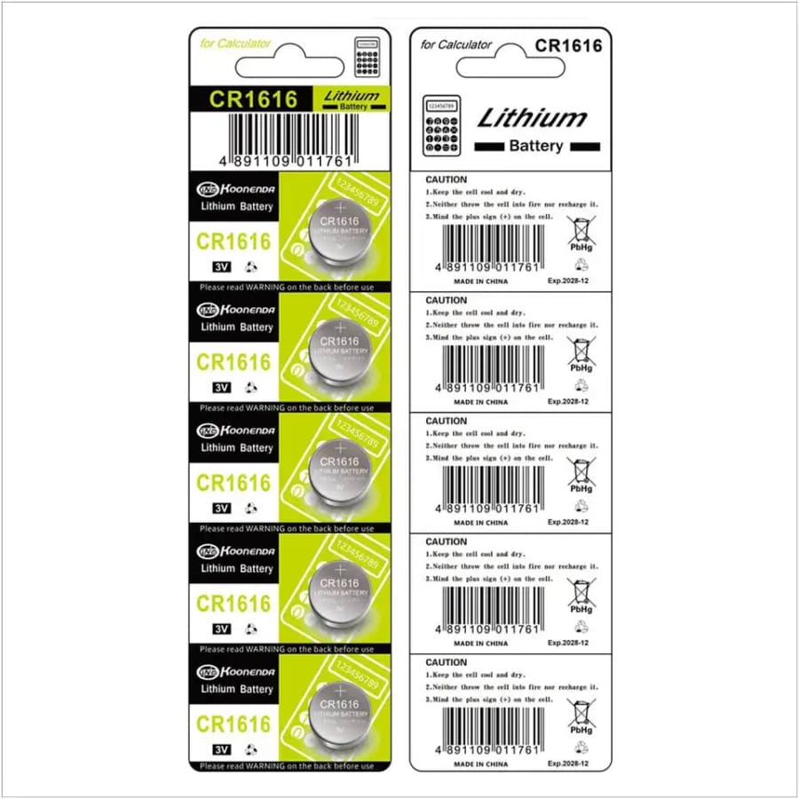 Koonenda CR1616 / DL1616 Watch Batteries (5 Pack)