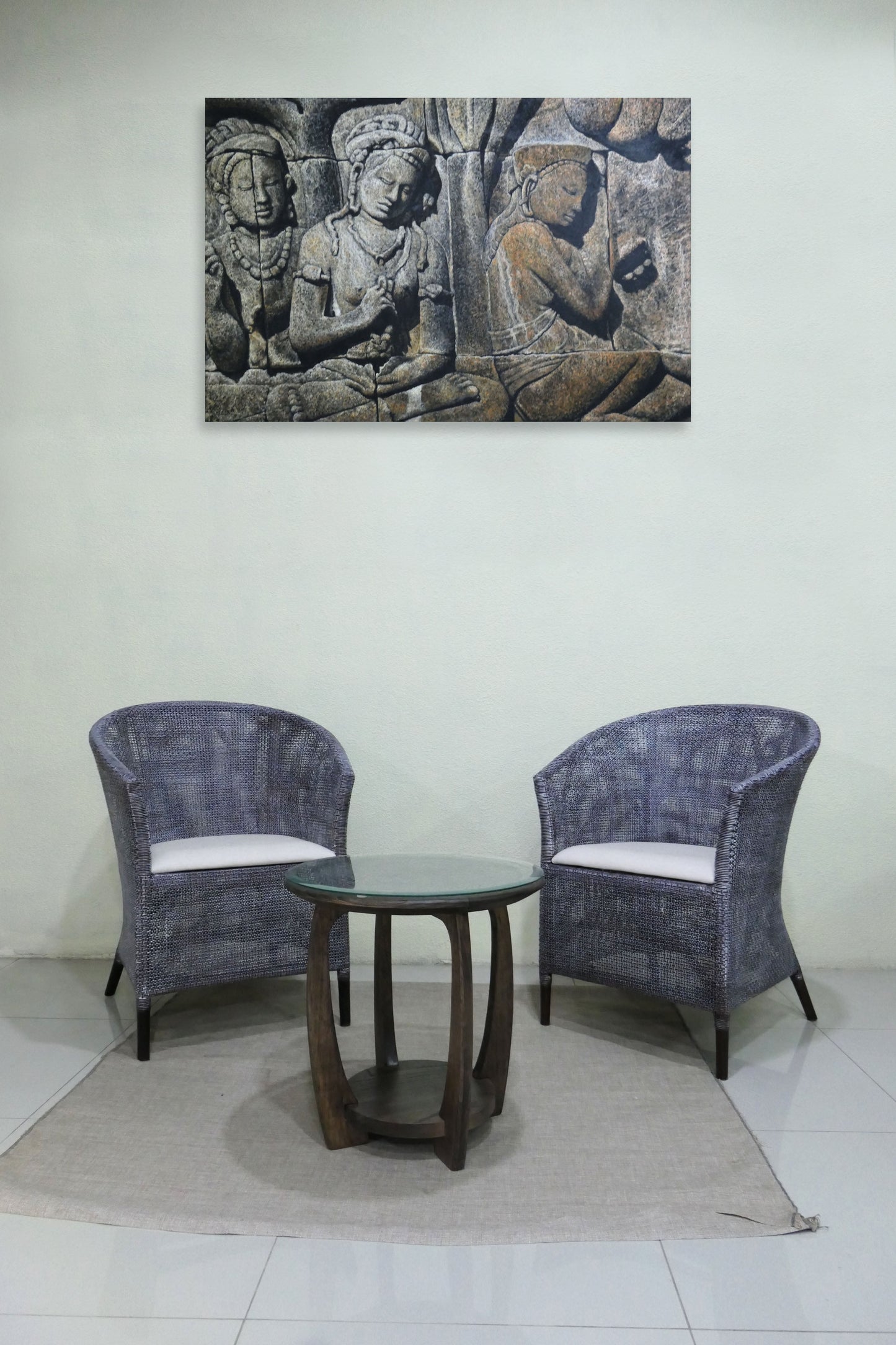 Kuta Armchair - Black/Grey W=wash & Oatmeal at online8 furniture store Auckland