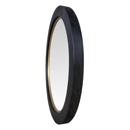 La Vista Black Oak & Gold Round Wall Mirror - 650mm at online8 furniture store Auckland