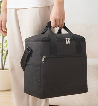 Large Capacity  Lunch Bag Tote Insulated Lunch Bag Picnic Food Lunch Box Storage Ice Cooler Black