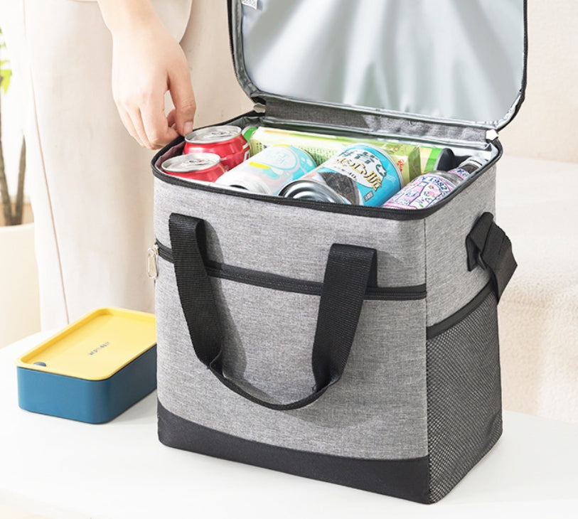 Large Capacity  Lunch Bag Tote Insulated Lunch Bag Picnic Food Lunch Box Storage Ice Cooler Black