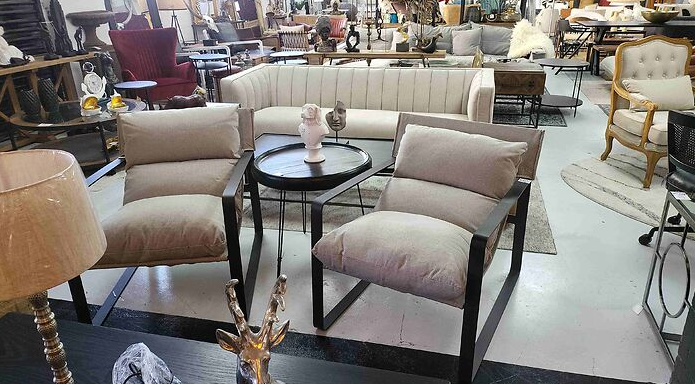 Laurent Sling Chair - Salt & Pepper at online8 furniture store Auckland