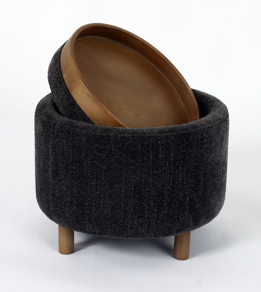 Luna Ottoman - Steel W/ Reversible Ash Wooden Tray at online8 furniture store Auckland