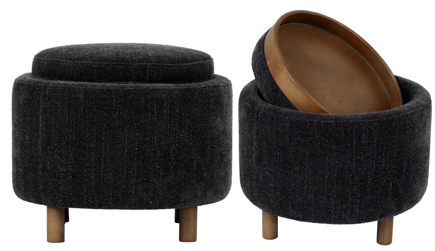 Luna Ottoman - Steel W/ Reversible Ash Wooden Tray at online8 furniture store Auckland