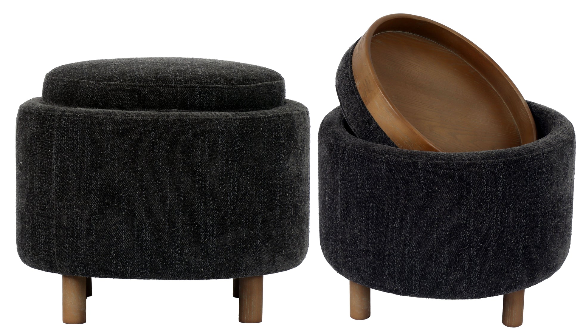 Luna Ottoman - Steel W/ Reversible Ash Wooden Tray at online8 furniture store Auckland