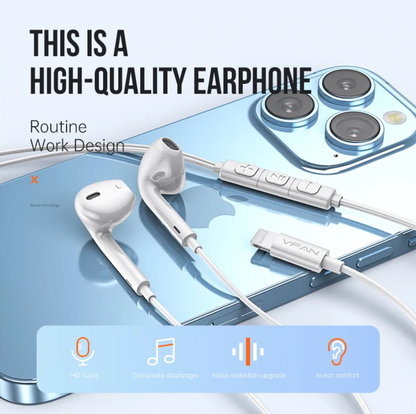 Wired Lightning Earphones with Plug & Play Audio (M21)