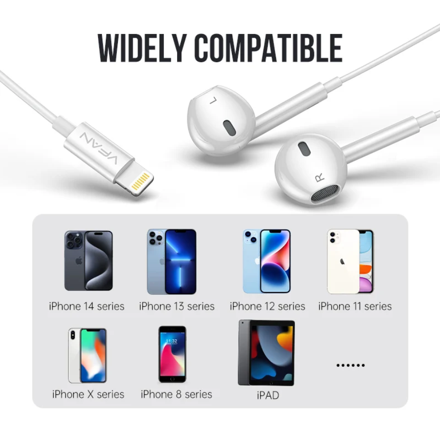 Wired Lightning Earphones with Plug & Play Audio (M21)