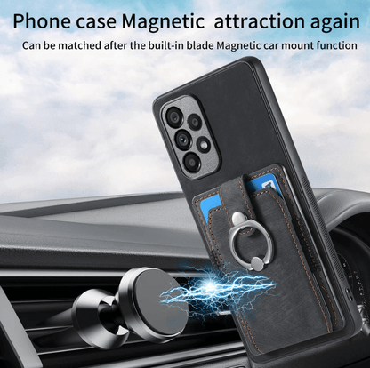 Magnetic Card Holder with Ring – Black