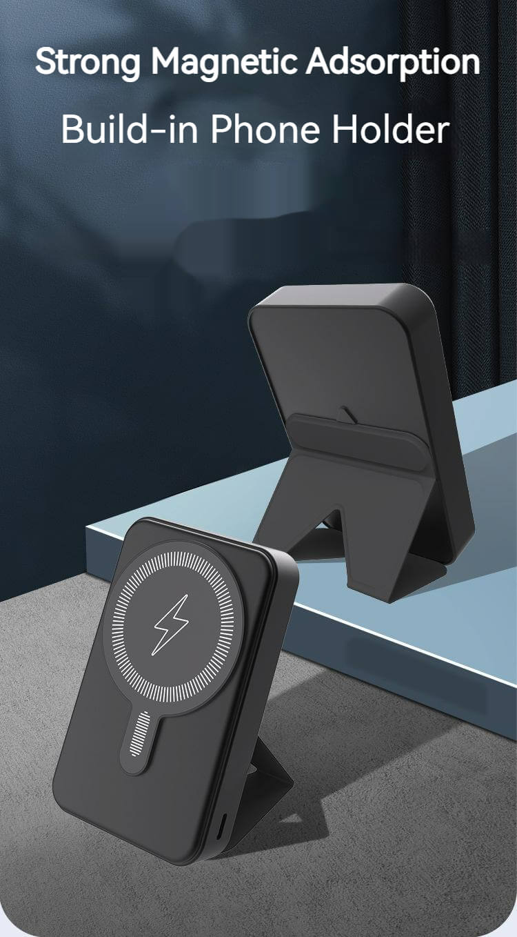 10000mah Magsafe Power Bank with Stand-Black & Cable