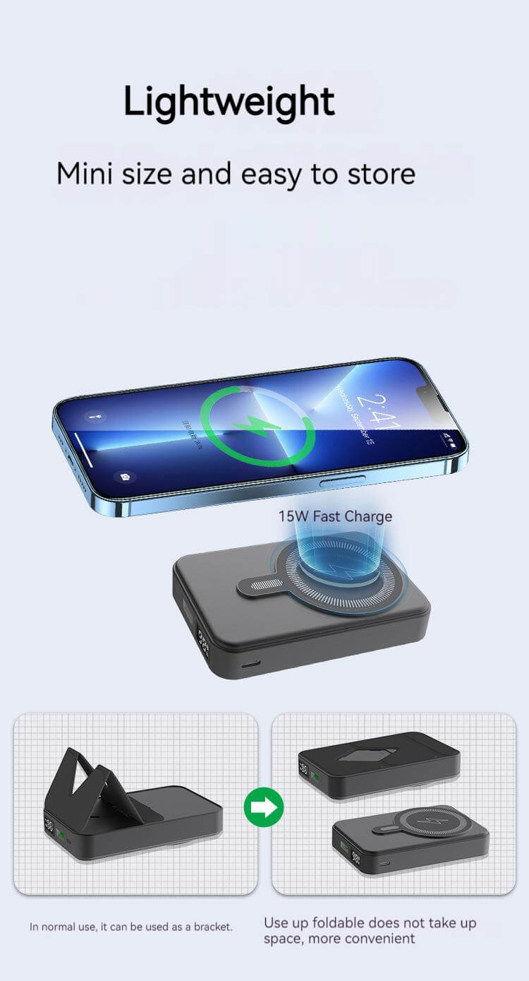 10000mah Magsafe Power Bank with Stand & Cable-Blue