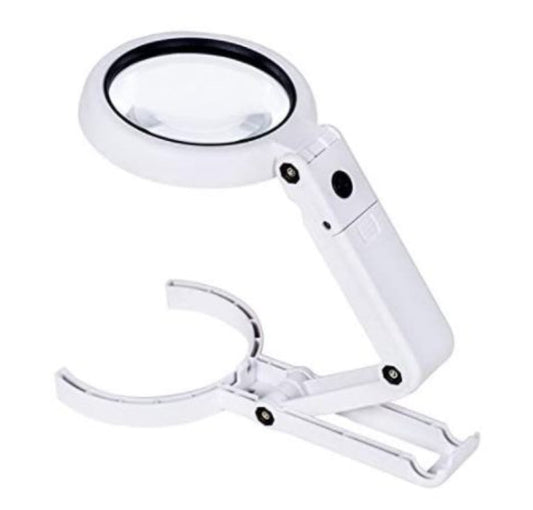 2in1 Hand-held Folding Magnifier with 8 LED 5X 11X Lighted USB Charging