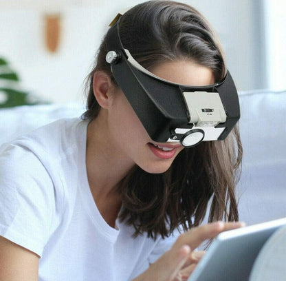 Jewelers Head Headband Magnifier LED Illuminated Visor Magnifying Glasses Loupe