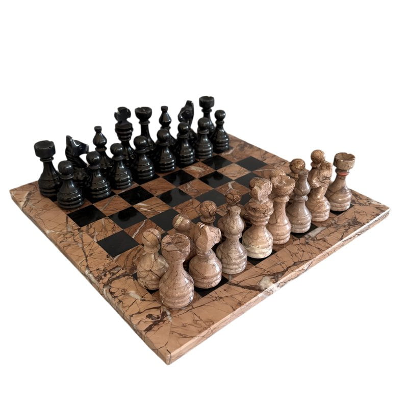 Marble Chess Set - Black & Brown at online8 furniture store Auckland