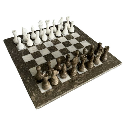 Marble Chess Set - Brown & White at online8 furniture store Auckland