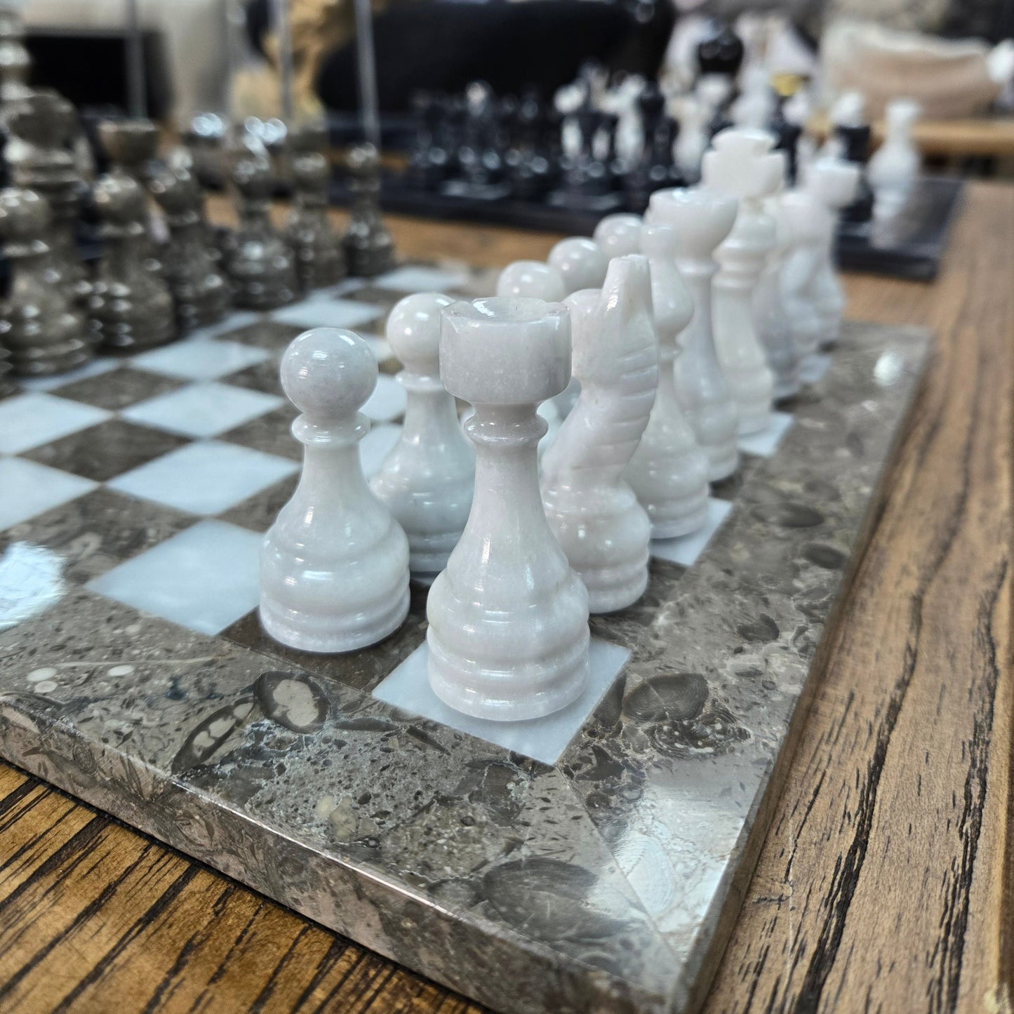 Marble Chess Set - Brown & White at online8 furniture store Auckland