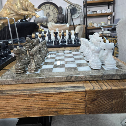 Marble Chess Set - Brown & White at online8 furniture store Auckland