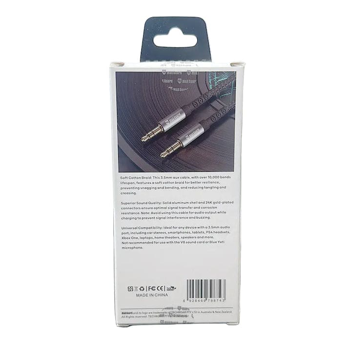 Maxguard 1.2m Plug and Play Aux 3.5mm Cable MA01
