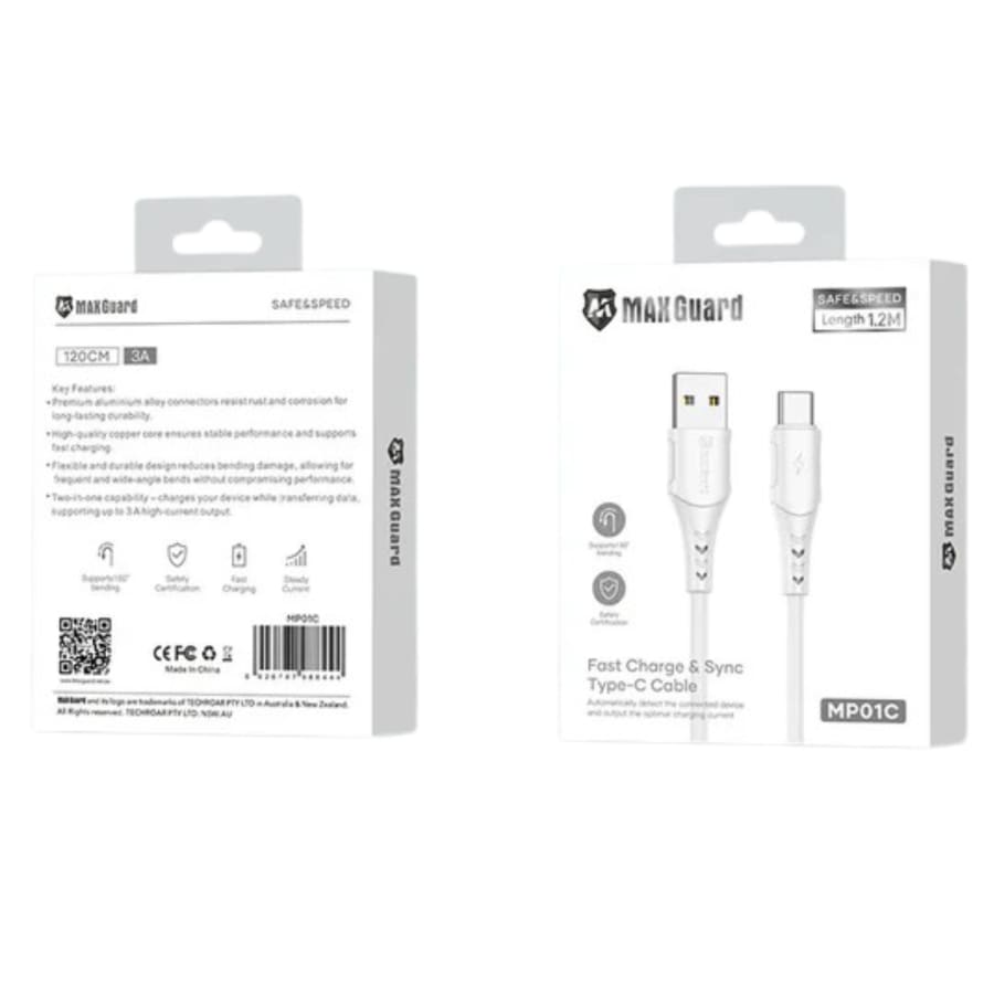 Maxguard 1.2m USB-A to C Cable MP01C