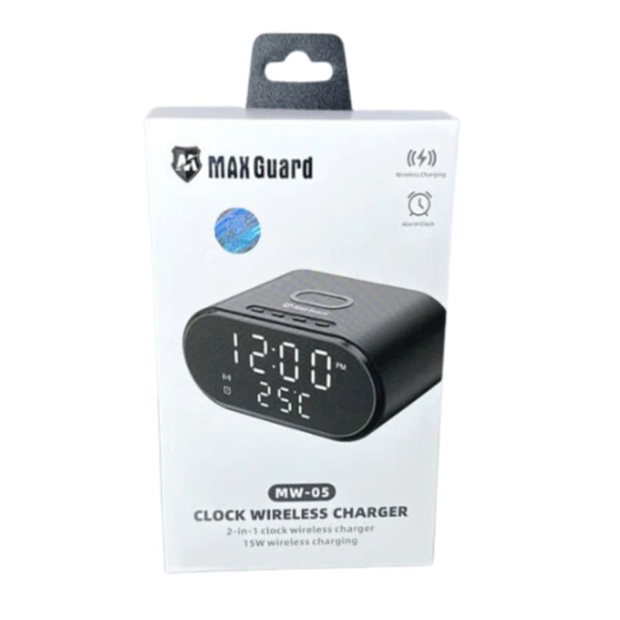 Maxguard 15W 2 IN 1 Alarm Clock & Wireless Charger
