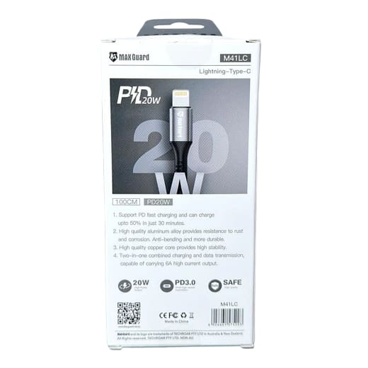Maxguard 1m 20W Type-C to Lightning cable M41LC