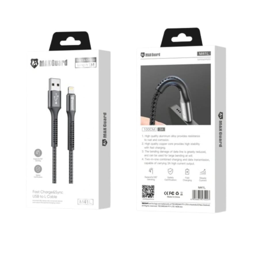 Maxguard 1m USB-A to Lightning cable M41L
