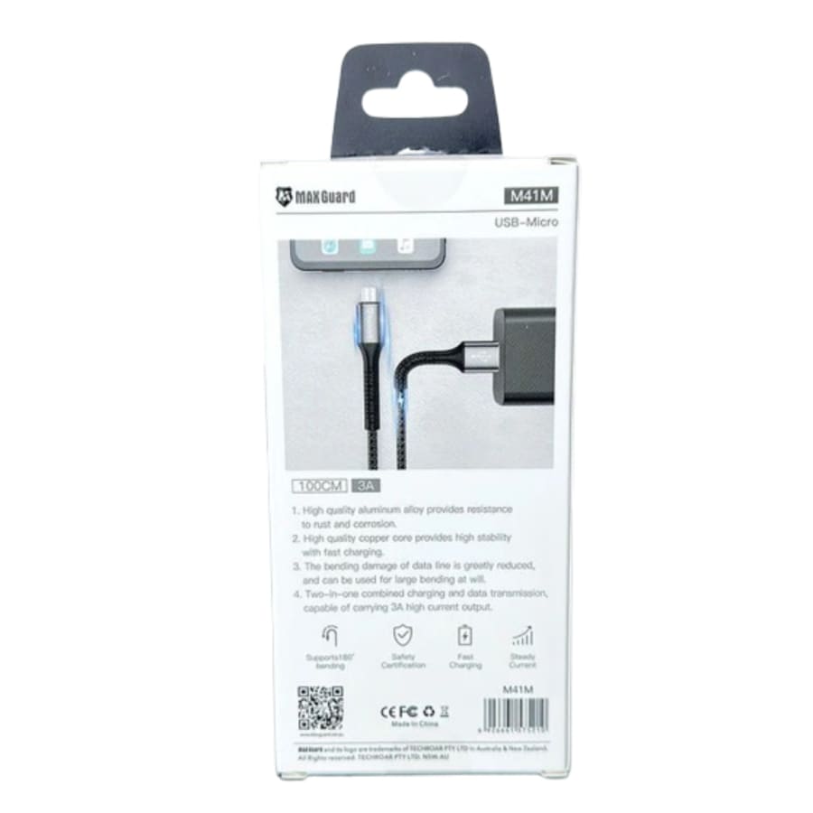 Maxguard 1m USB-A to Micro cable M41M