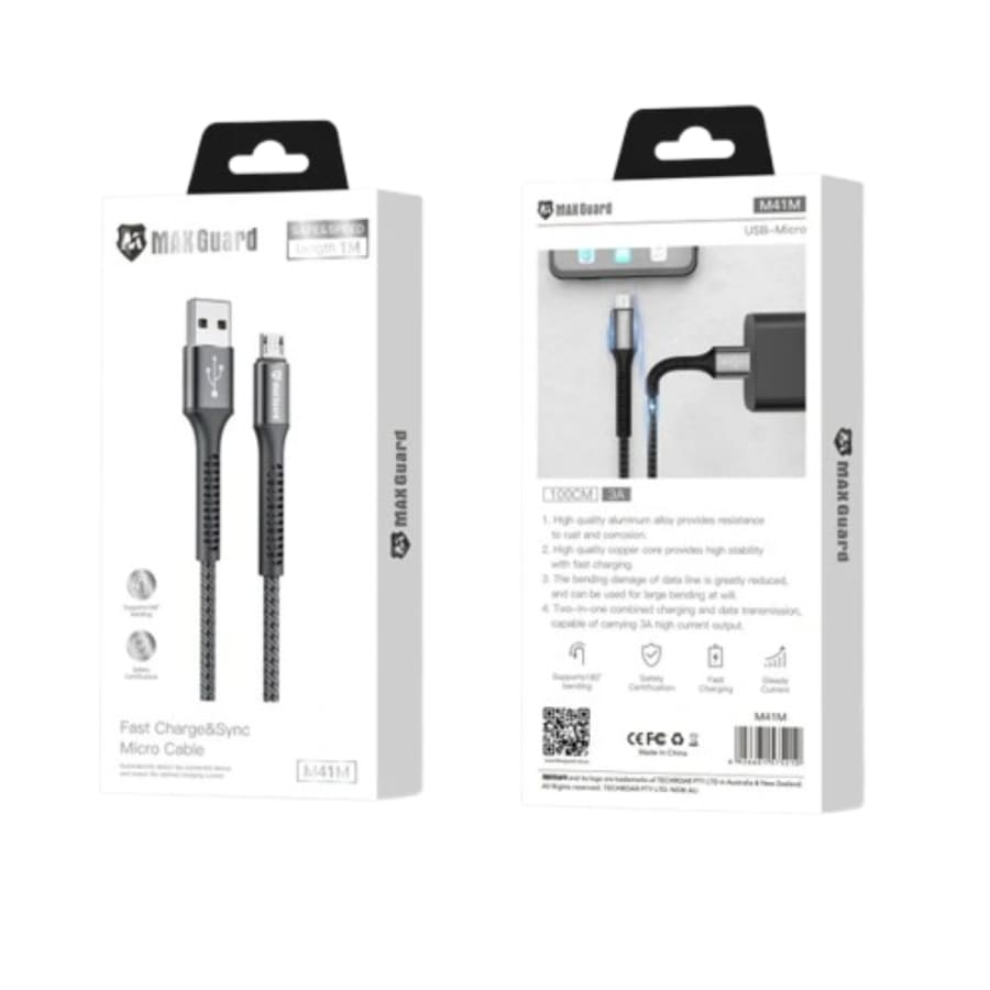 Maxguard 1m USB-A to Micro cable M41M