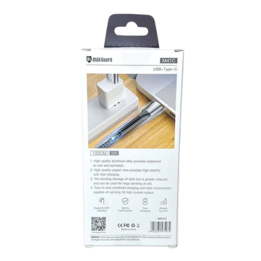 Maxguard 1m USB A To Type-C cable M41C
