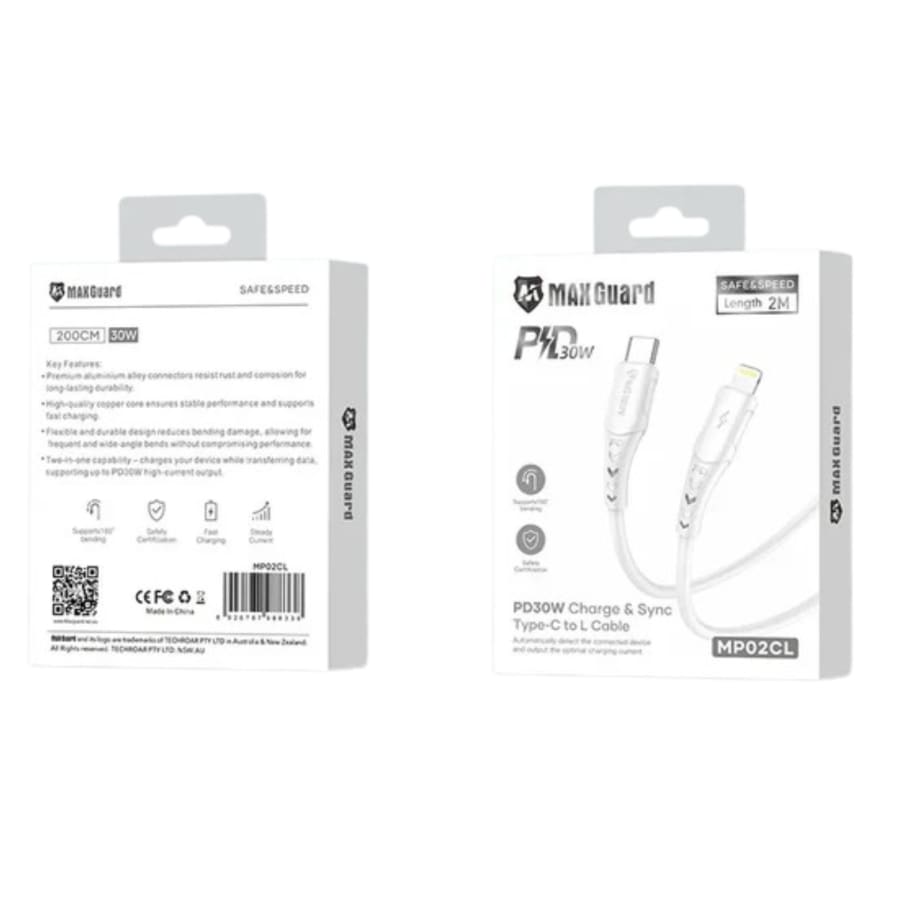 Maxguard 2m 30W Type-C to Lightning Cable MP02CL