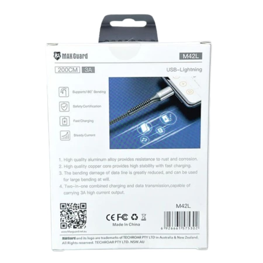 Maxguard 2m USB-A to Lightning cable M42L