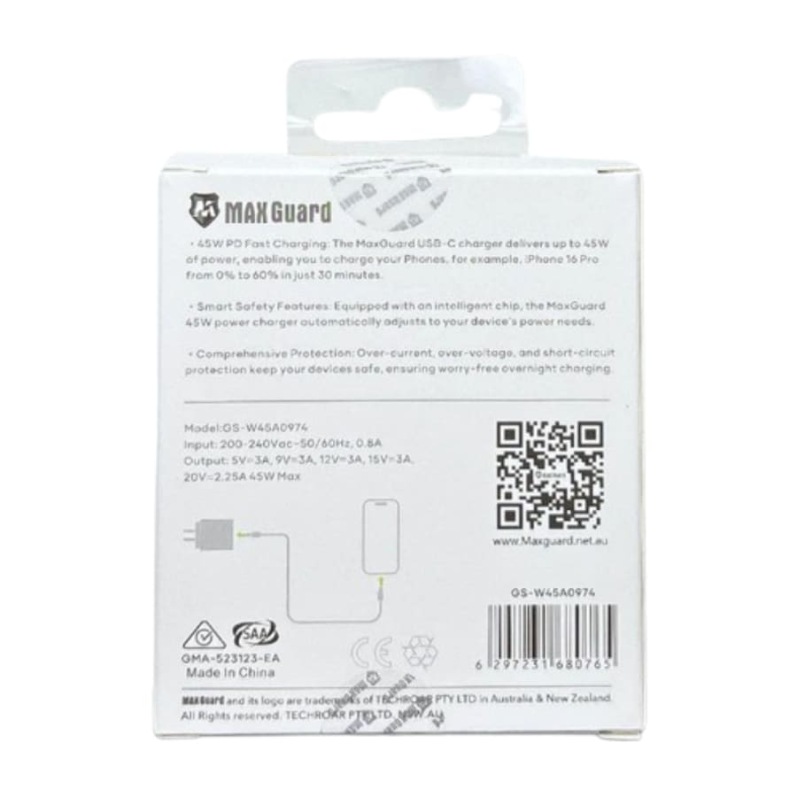 Maxguard PD 45W USB-C Smart Charger GS-W45A0974