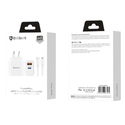 Maxguard PD 45W wall charger with Type-C to Lightning combo 45PDLC