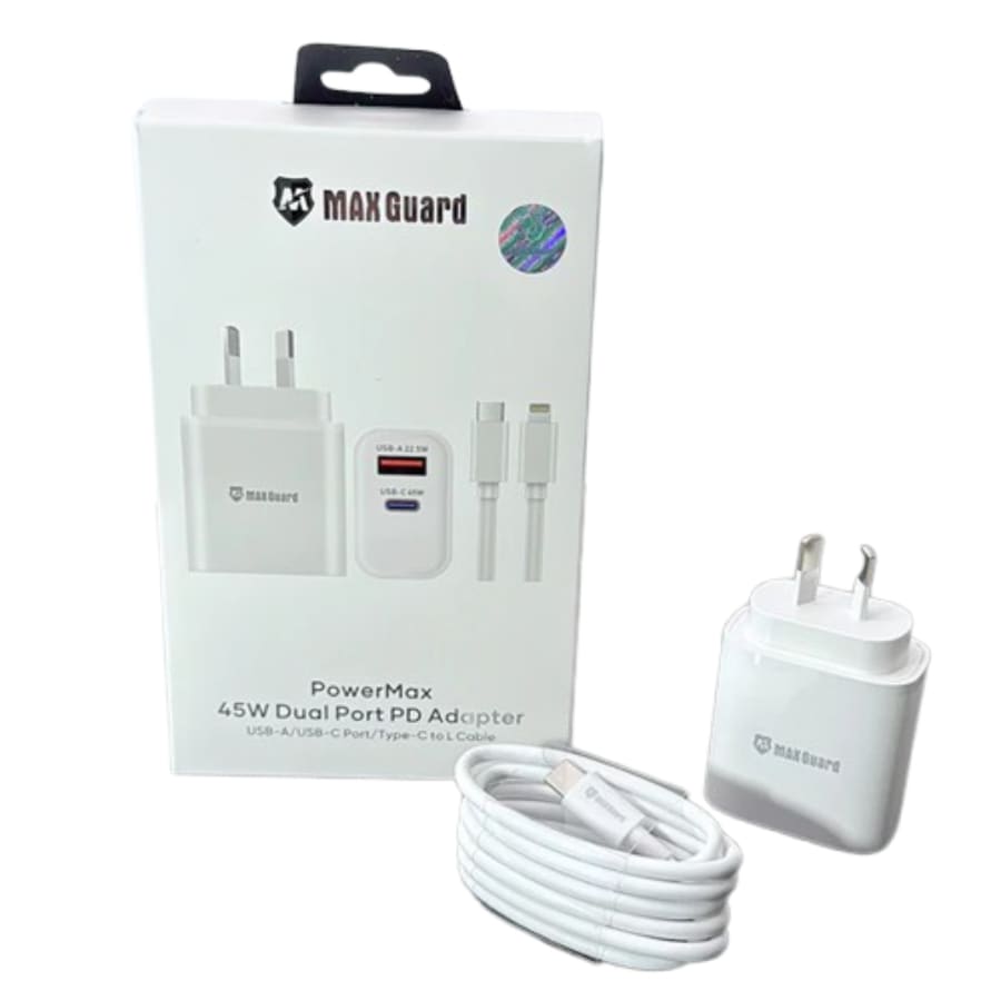Maxguard PD 45W wall charger with Type-C to Lightning combo 45PDLC