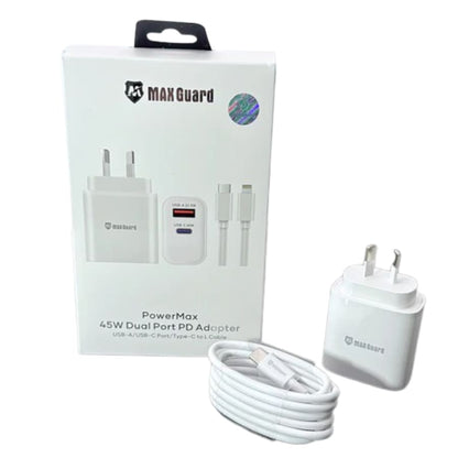 Maxguard PD 45W wall charger with Type-C to Lightning combo 45PDLC
